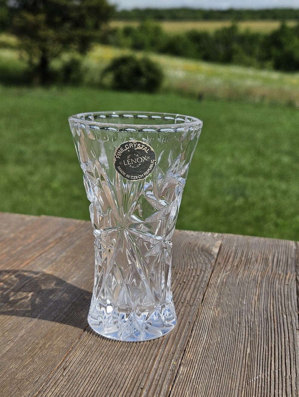 Lenox Fine Crystal Star Bud Vase 4" Czech Republic Clear Cut Glass Vintage